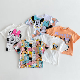 Disney Cartoon Kids Girls Tees Tops Short-sleeved Summer Clothing New Style Children's T-shirt Cute Fashion Girl Tshirts 1-7 Age - RYAN AND REMI