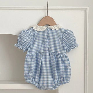 Plaid Vintage Ruffle Style Romper - RYAN AND REMI