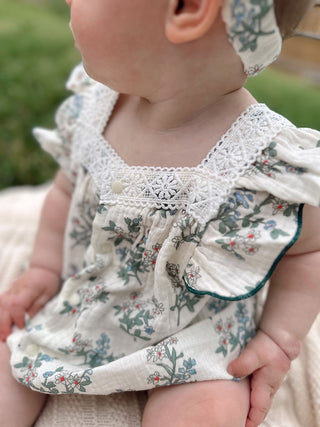 Vintage Paisley Romper With Headband - RYAN AND REMI