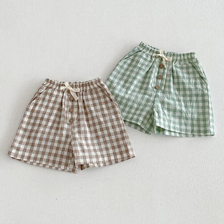 Linen Cotton Plaid Shorts
