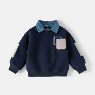 Denim Collar Sweatshirt