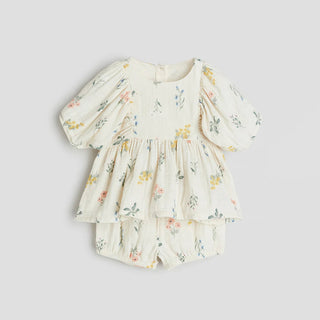 Cute Organic Cotton Clothes Suits for Newborn Spring Summer Printed Long Sleeve Top + Shorts Toddler Girl Outfits - RYAN AND REMI