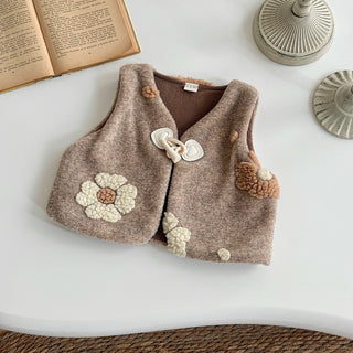 Plush Flower Embroidered Vest - RYAN AND REMI