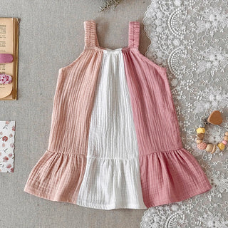 Girl's Loose Sleeveless Suspenders Dress Summer New 100% Cotton Baby Girl Casual  Dresses  Suitable for babies aged 0-3 years - RYAN AND REMI