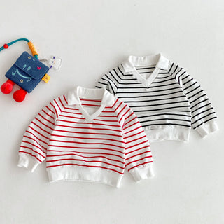 Striped Polo Sweatshirt