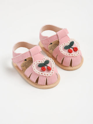 Baby girl sandals summer cherry cloth sole shoes newborn baby shoes first walking shoes - RYAN AND REMI