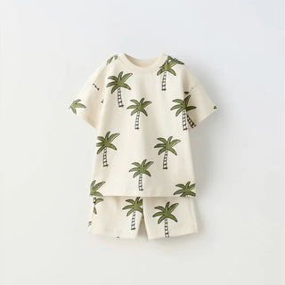 Printed Tree T-shirt Shorts Set - RYAN AND REMI