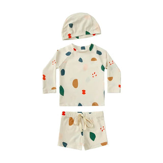 1-7T Summer Kids Boy Swimsuits Vacation Beach Pants Long sleeve Tops with Hat Toddler Sets Fashion Children Surfing Swim Suit - RYAN AND REMI