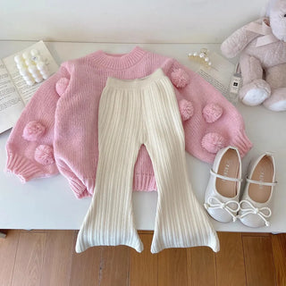 Fluffy Ball Sweater Set