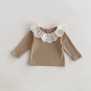Embroidered Flower Lotus Collar Top - RYAN AND REMI