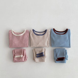 Contrast Waffle Loungewear Set - RYAN AND REMI