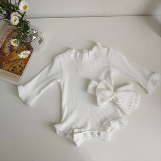 Ruffle Neck Long Sleeve Bodysuit Set - RYAN AND REMI