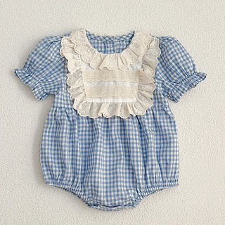 Plaid Vintage Ruffle Style Romper - RYAN AND REMI