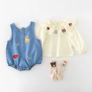 Peter Pan Collar Denim Set - RYAN AND REMI