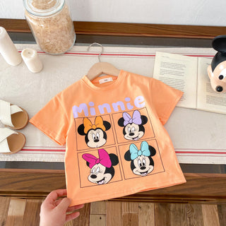 Disney Cartoon Kids Girls Tees Tops Short-sleeved Summer Clothing New Style Children's T-shirt Cute Fashion Girl Tshirts 1-7 Age - RYAN AND REMI