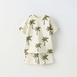 Printed Tree T-shirt Shorts Set - RYAN AND REMI