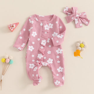 Floral Ruffle Footed Jumpsuit