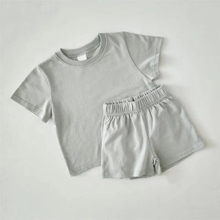 Neutral Cotton Tee And Shorts Set - RYAN AND REMI