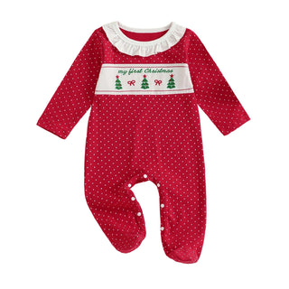 Polka Dot Christmas Tree Romper