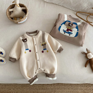 Fleece Cartoon Bear Jumpsuit