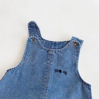 Autumn and winter baby denim overalls with rabbit ears, cute long pants and one-piece pants - RYAN AND REMI