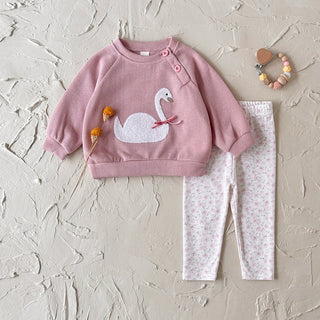 Swan Embroidered Sweater Set - RYAN AND REMI