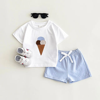 Infant Toddler Outfit Summer Newborn Baby Clothes Sets Baby Boys Girls Clothes Ice Cream Print T-shirt+Shorts Children Clothing - RYAN AND REMI