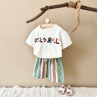 Colorful Stripe Shorts Set