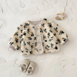 Plush Floral Coat Jacket
