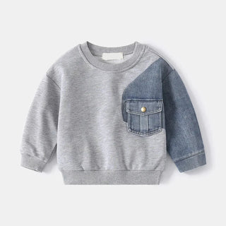 Denim Colorblock  Sweatshirt - RYAN AND REMI