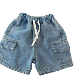Drawstring Denim Cargo Shorts