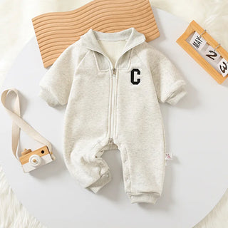 Letter C Print Long Sleeve Jumpsuit - RYAN AND REMI