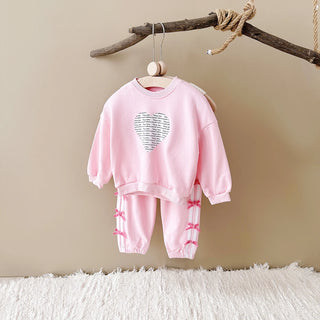 Baby Girl Clothes Toddler Sets Cotton Love Sweatshirt Long Sleeve Top+Bow Pants Spring Newborn Kids Clothing Infant Outfit Suits - RYAN AND REMI