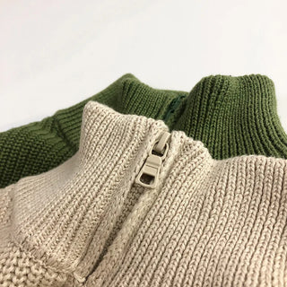 Stripe Turtle Neck Zip Up Sweater - RYAN AND REMI