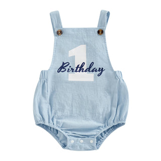 Newborn Baby Overalls Romper 1st Birthday Party Clothes Summer Adorable Sleeveless Square Neck Straps Tank Romper for Girl Boy - RYAN AND REMI