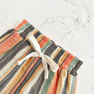 Colorful Stripe Shorts Set