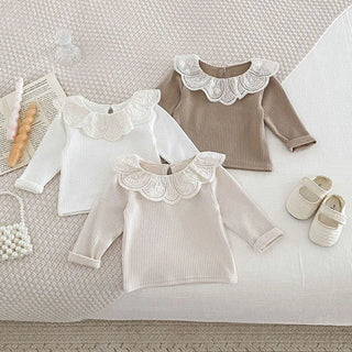 Embroidered Flower Lotus Collar Top - RYAN AND REMI