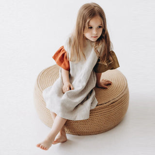Colorblock Flare Sleeve Linen Dress - RYAN AND REMI