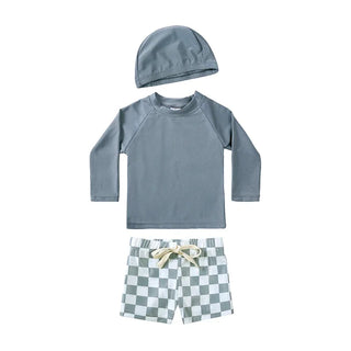 1-7T Summer Kids Boy Swimsuits Vacation Beach Pants Long sleeve Tops with Hat Toddler Sets Fashion Children Surfing Swim Suit - RYAN AND REMI
