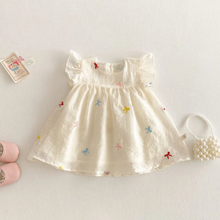 Baby Korean Version Bag Fart Clothes 2025 New Summer Baby Embroidery Bow Ha Yi Thin One Year Old Newborn Clothes - RYAN AND REMI