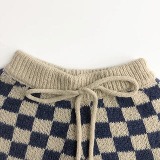 Checkered Knitted Shorts Set - RYAN AND REMI