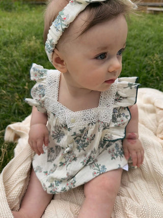 Vintage Paisley Romper With Headband - RYAN AND REMI
