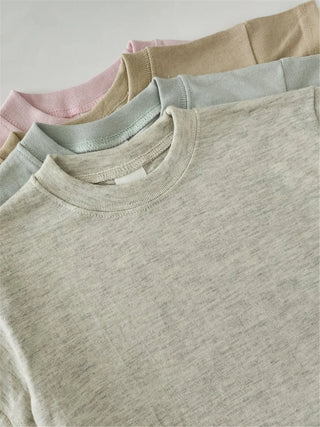 Neutral Cotton Tee And Shorts Set - RYAN AND REMI