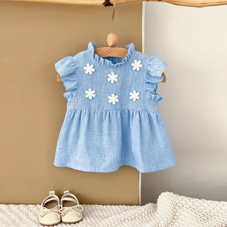 Flower Patch Cotton Linen Dress - RYAN AND REMI