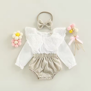 Plaid lace Collar Romper - RYAN AND REMI