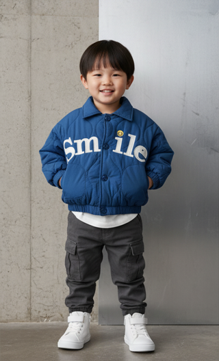 Smile Embroidery Puff Jacket
