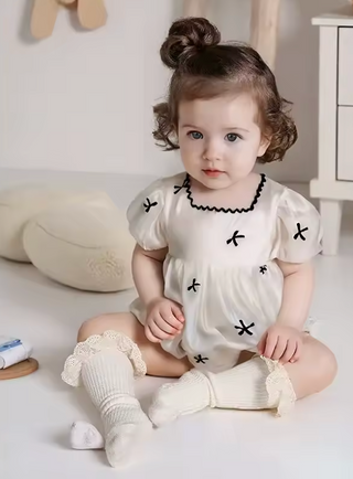 Tiny Bow Embroidery Romper - RYAN AND REMI