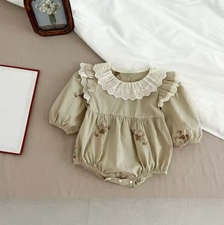 Lace Collar Flower Romper
