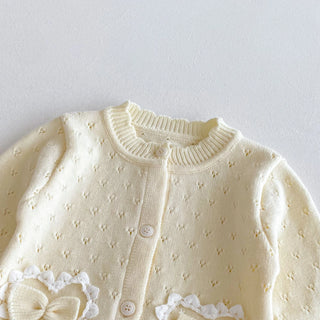 Knitted Bow Butter Cardigan - RYAN AND REMI