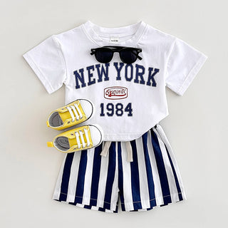 Summer New York Baby Boys Girls Clothing Set Short-Sleeved T-Shirt +Striped Shorts Newborn Baby Clothes Cotton 2Pcs Toddler 0-3Y - RYAN AND REMI